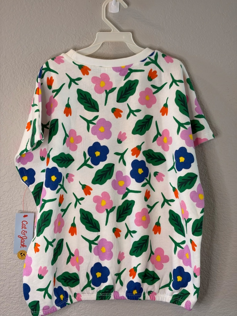 Cat & Jack Girls Cream Multi Floral Size XL (14) Top - Picture 2 of 3